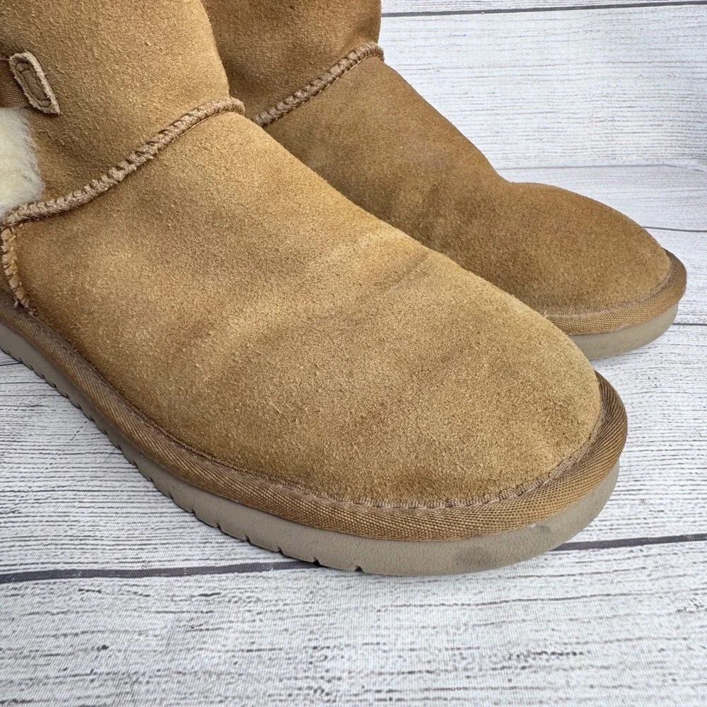 Koolaburra by UGG Victoria Short Chestnut Suede Bow Boots Women 9 1015874
